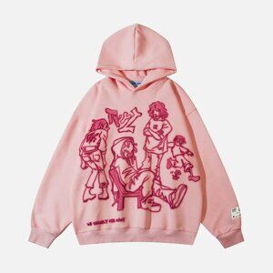 Aelfric Eden Cartoon Line Character Print Hoodie